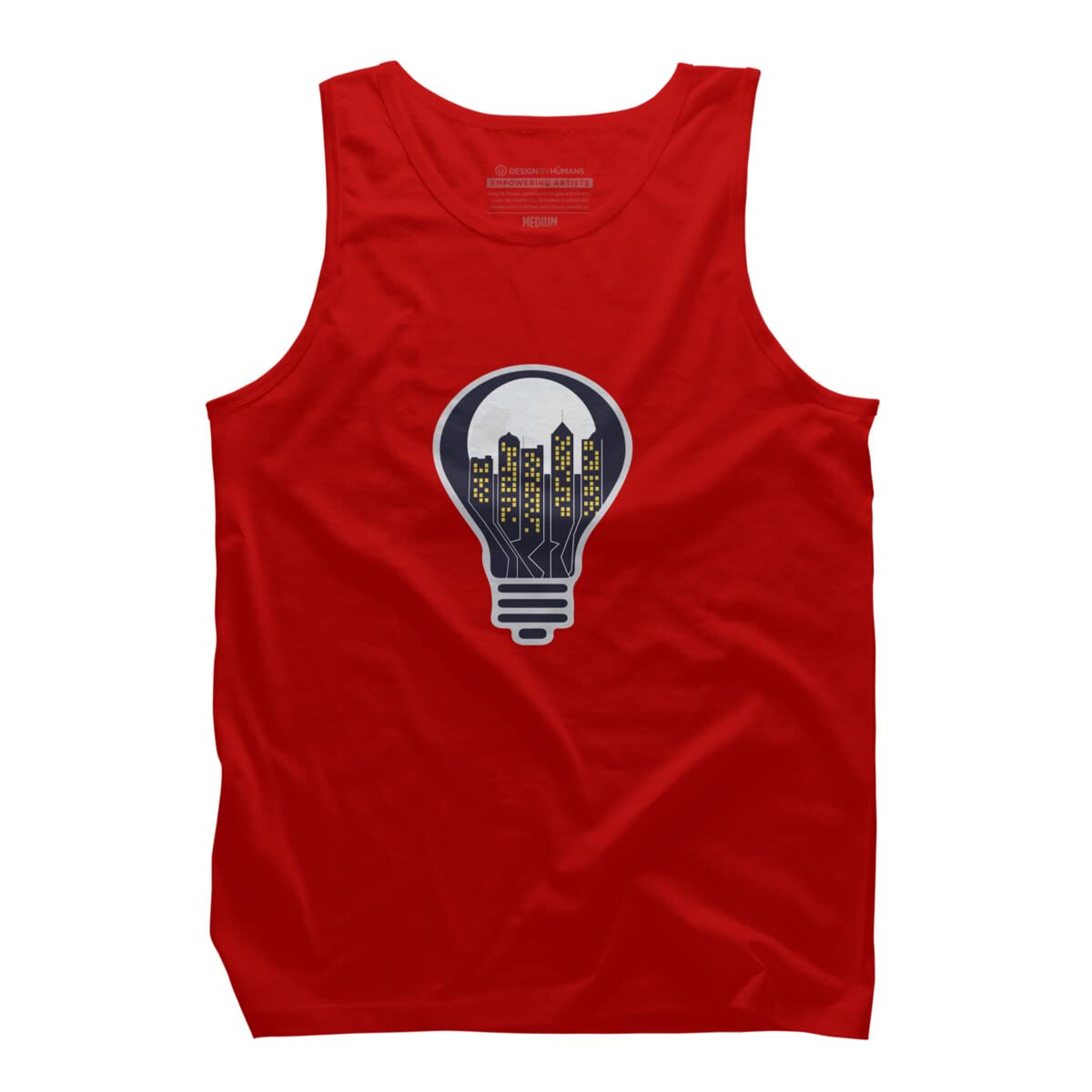 Design By Humans Men's The Light of The Night by Galeria Tank Top - Soft Cotton Graphic Tee for Casual Wear, Gym & Summer Outfits