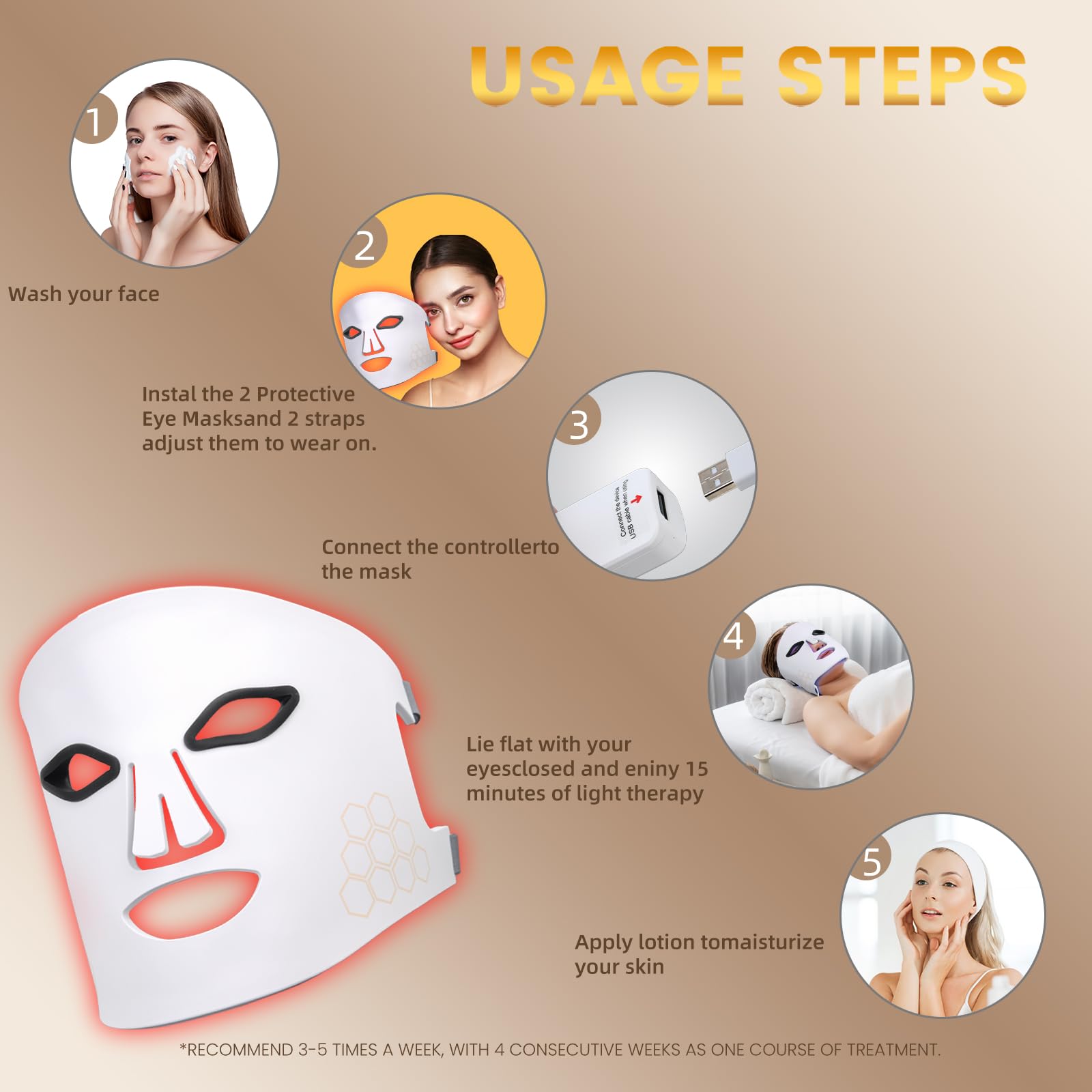 4-in-1 LED Light Therapy Face Mask with Remote Control - Red & Blue Light for Acne Treatment, Wrinkle Reduction & Skin Rejuvenation - Dark Spot Corrector for Face & Body | Perfect for Home Spa & Skincare Routine