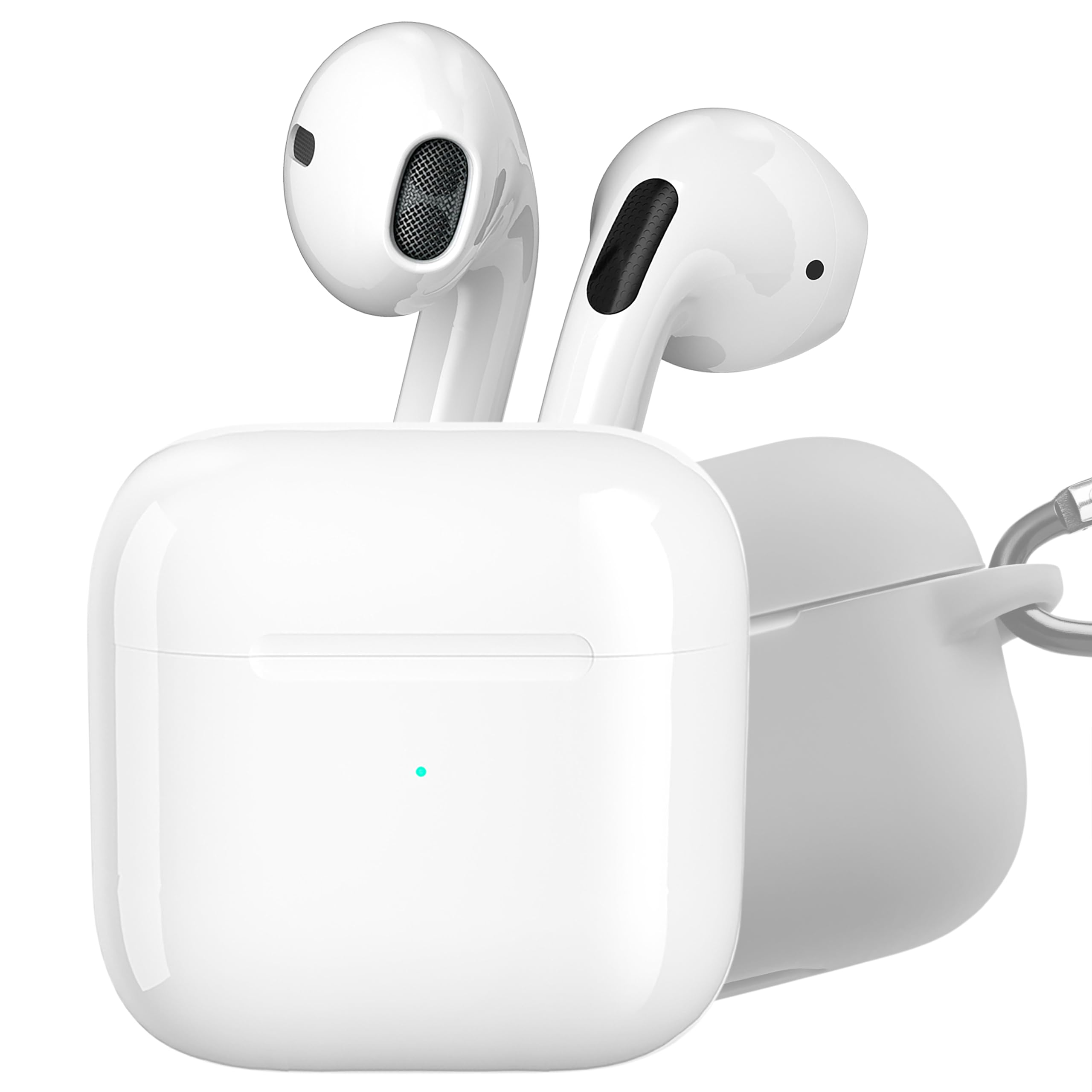 APM 600330 Wireless Bluetooth Headphones with Charging Case - Stereo Sound Earbuds, Noise Cancelling, Soft Silicone Ear Tips - Compatible with iPhone, Android, PC, Tablet - Perfect for Workouts, Commuting & Travel (White)