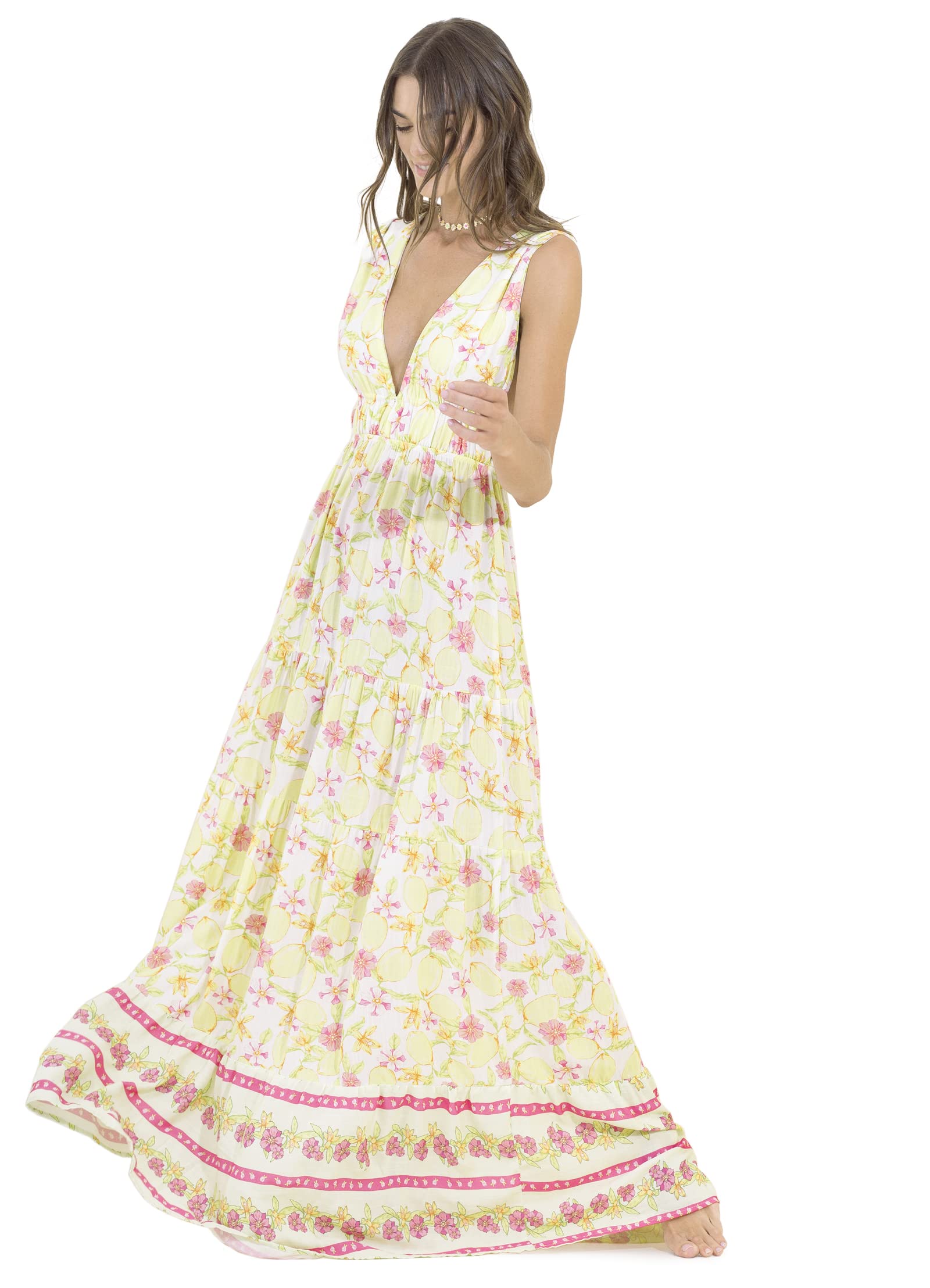 Maaji Women's Long Sleeve Maxi Dress - Flowy Boho Summer Beach Dress for Vacation, Party & Casual Wear