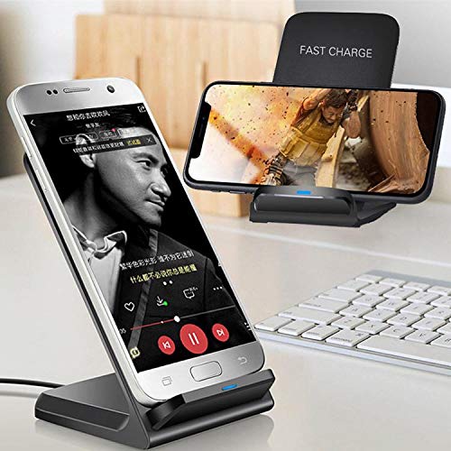 BoxWave Wireless Charger Stand with Fast Charging for Sony Xperia 10 II - Jet Black | Qi-Certified Cordless Charging Pad | Perfect for Home, Office & Travel