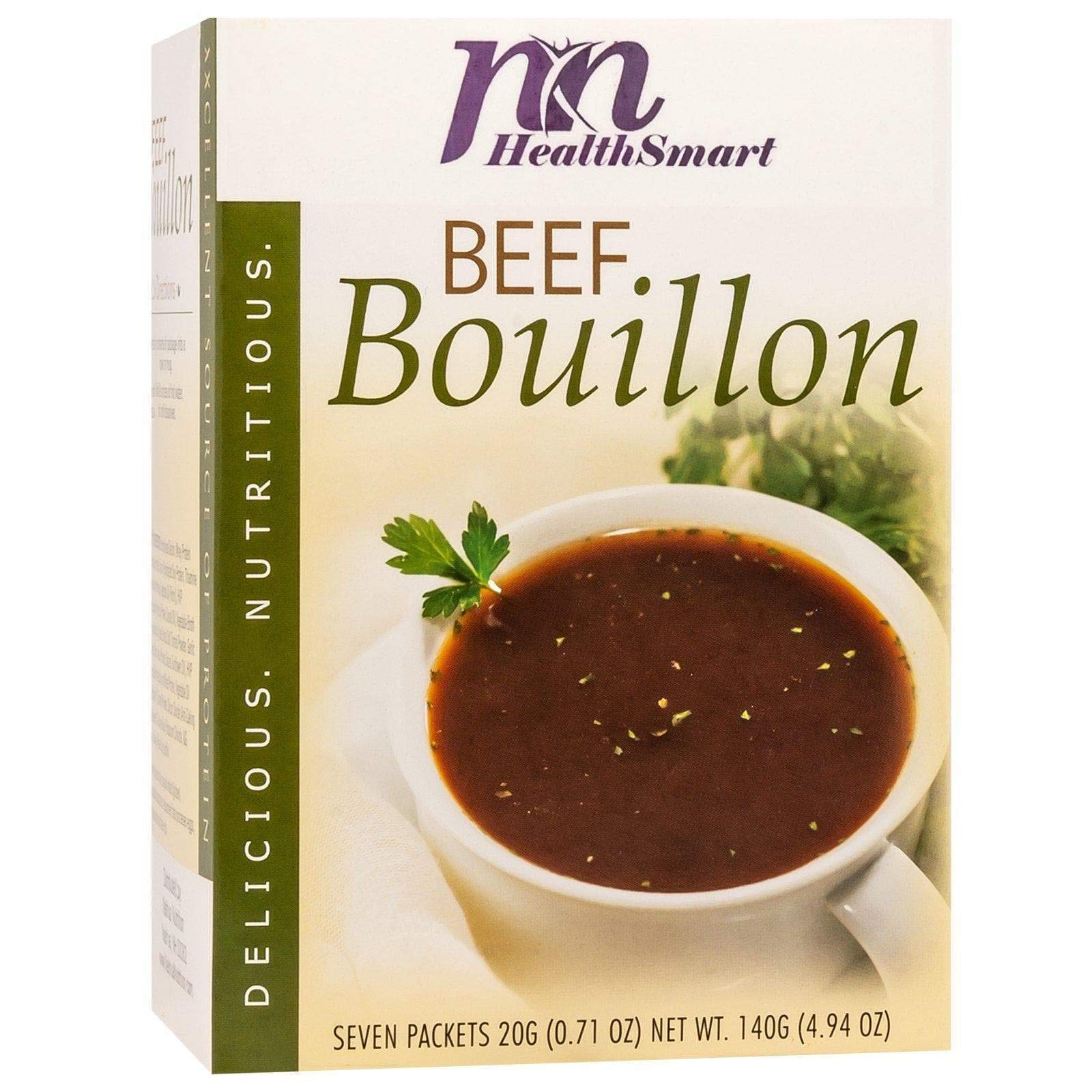 HealthSmart High Protein Beef Bouillon Soup - 15g Protein, Low Calorie, Low Carb, Sugar Free, Fat Free, KETO & Ideal Protein Diet Friendly - 7 Count Box - Perfect for Weight Loss, Meal Replacement & Healthy Cooking
