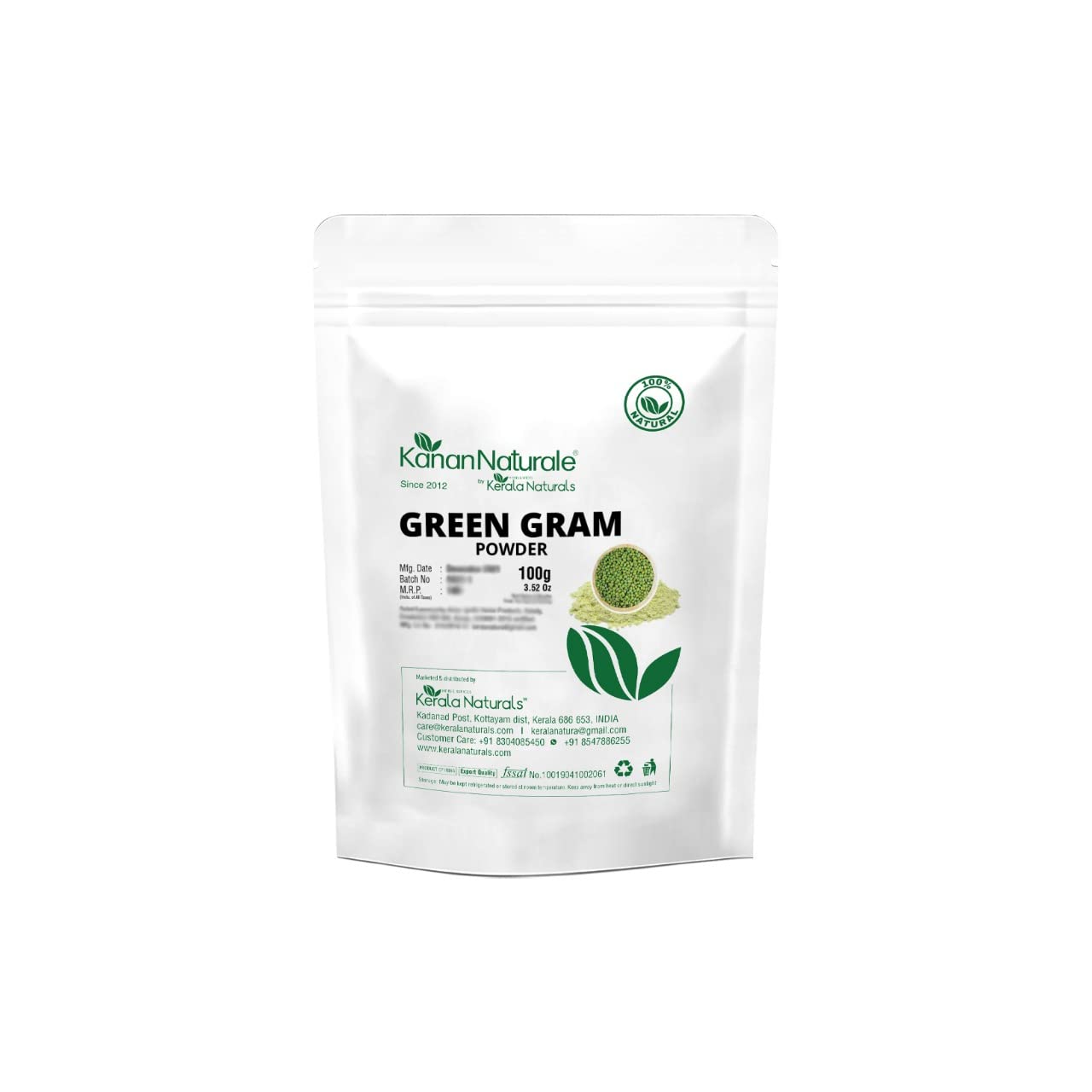 Wild/Kasturi Turmeric Powder 100g & Green Gram Powder 100g - Pure Natural Skin Care Face Pack Combo for Glowing Skin & Acne Treatment | DIY Facial Mask & Ayurvedic Beauty Routine