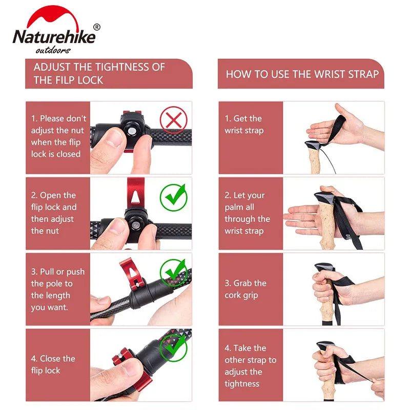 Naturehike Collapsible Trekking Poles - Lightweight Hiking & Walking Sticks for Men & Women (2-Pack) | Perfect for Backpacking, Mountain Climbing & Outdoor Adventures