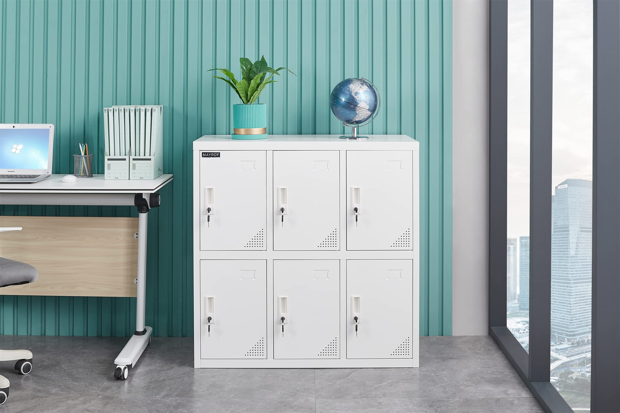 Steel Storage Locker - Metal Office Locker for Home, School & Workplace - White Organizer Cabinet for Kids, Students & Employees (W6D) - Perfect for Clutter-Free Spaces & Secure Storage Solutions