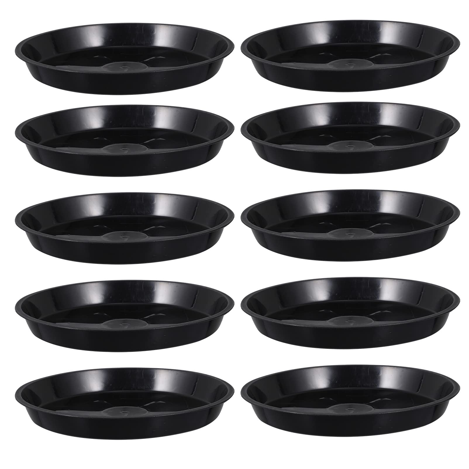 YARDWE 10-Pack Black Round Plastic Plant Saucers - Durable Flower Pot Trays for Succulents, Bonsai & Indoor/Outdoor Plants | Perfect Drainage Solution for Gardening, Greenhouses & Home Decor