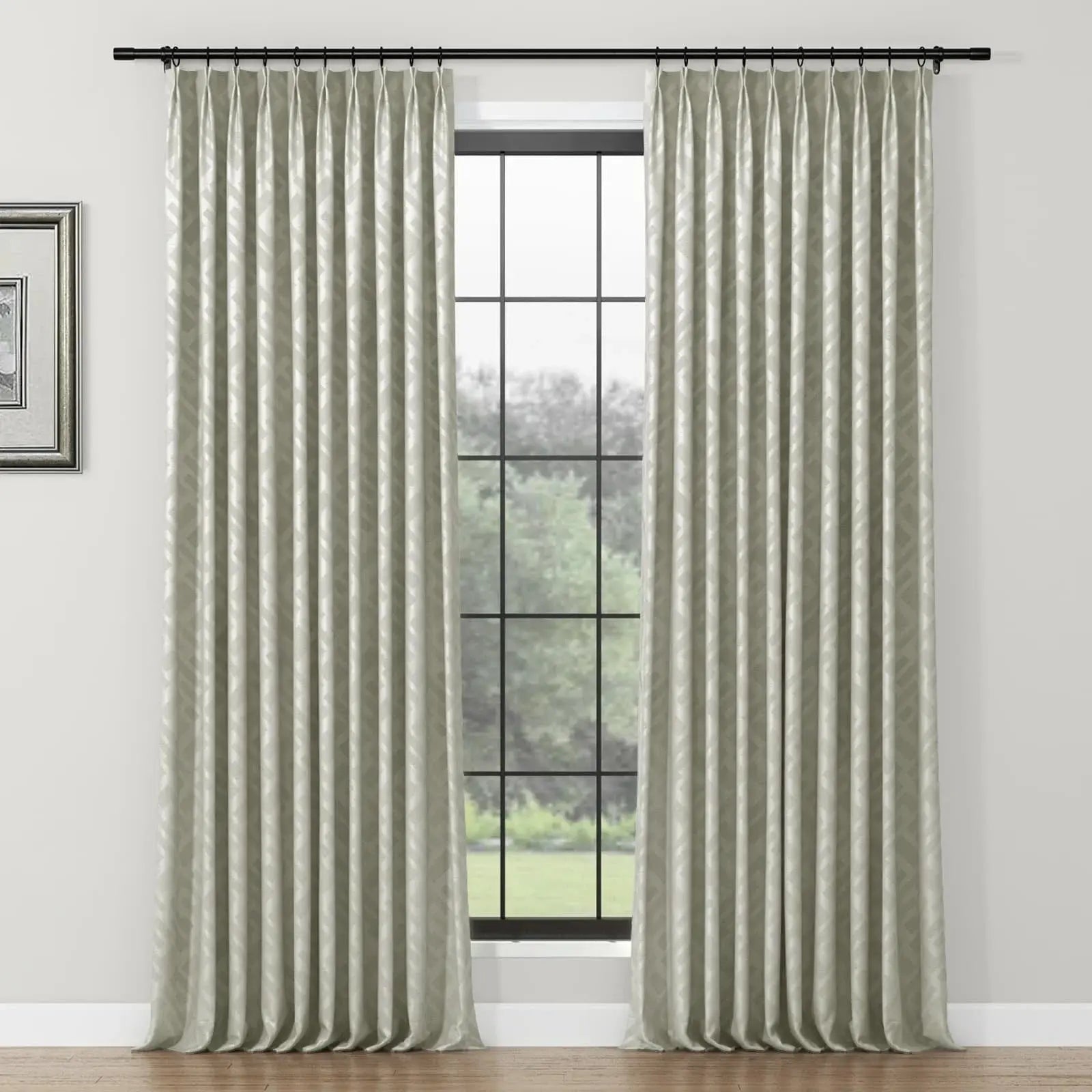 Lydia Rove Jacquard Pleated Curtains for Living Room & Bedroom - Elegant Window Treatments for Home Decor