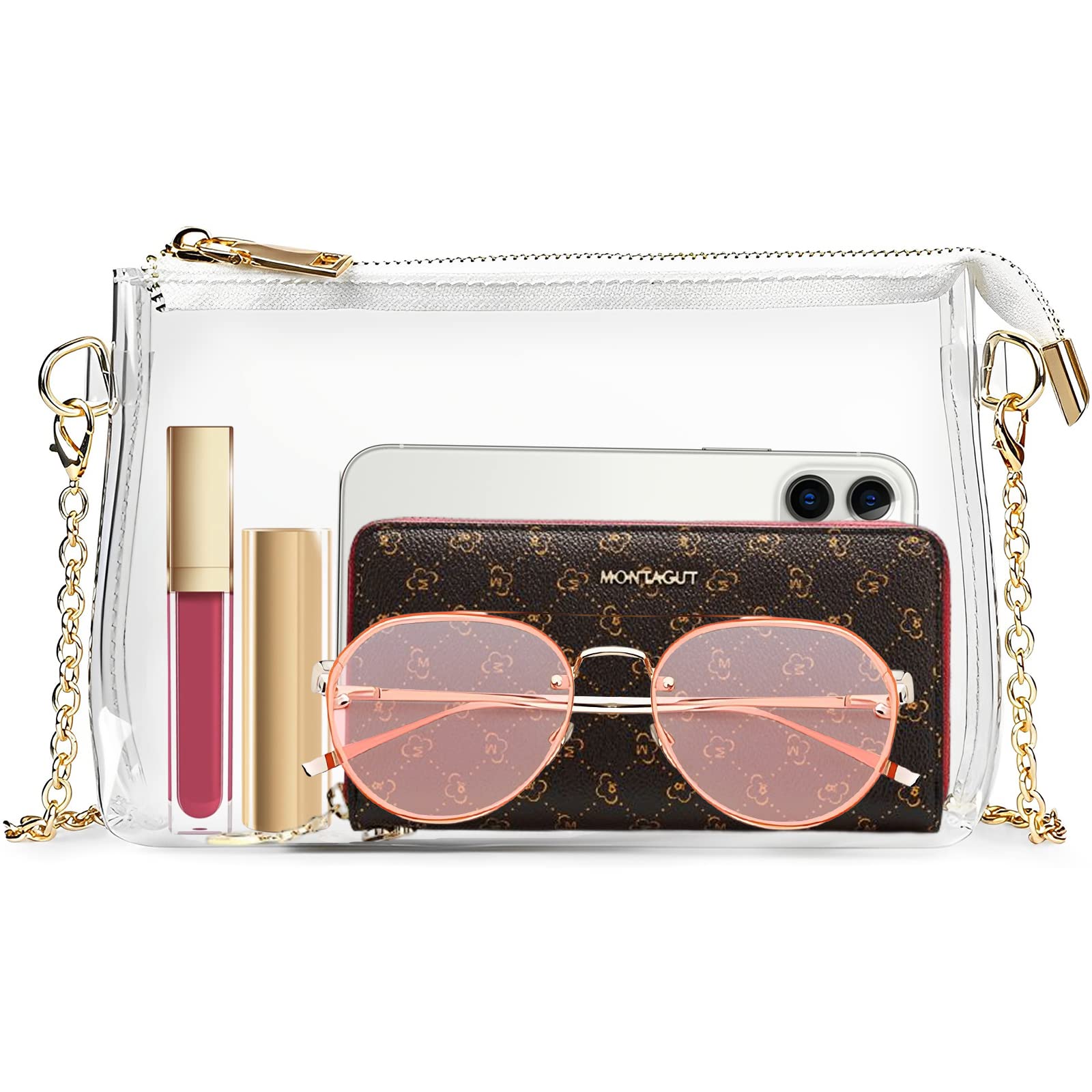 Stadium Approved Clear PVC Purse for Women - Transparent Concert Bag for Events, Sports Games & Music Festivals