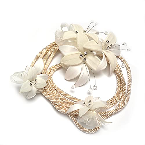Handmade Wedding Lasso with Flowers & Crystals - Elegant Unity Ceremony Cord for Catholic & Mexican Weddings, Anniversary Vows & Special Occasions