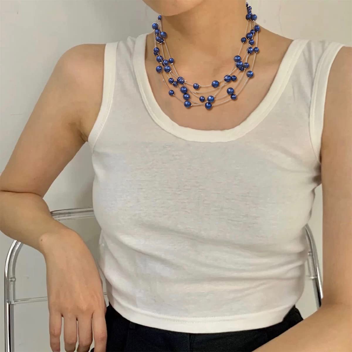FULU AUTUMN Women's Multi-Strand Layered Pearl Choker Necklace - Elegant Beaded Jewelry for Weddings, Parties & Special Occasions | Perfect Gift for Brides, Bridesmaids & Formal Events