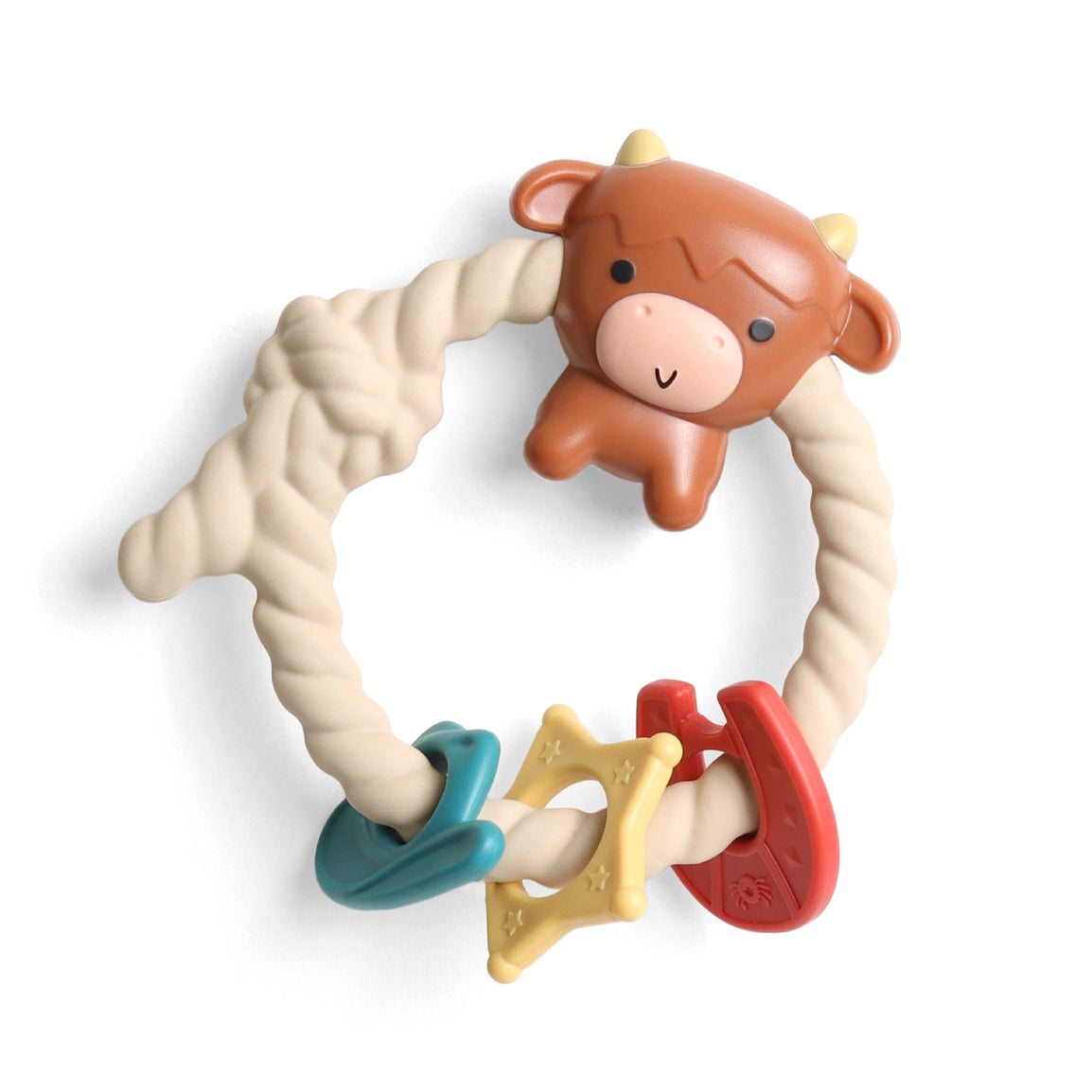 Ritzy Rattle™ Silicone Teether Rattles - Cute Highland Cow Design | Safe BPA-Free Baby Teething Toy for Soothing Sore Gums | Perfect Infant Gift for Newborns, Baby Showers & 1st Birthday | Great for Playtime, Travel & Sensory Development