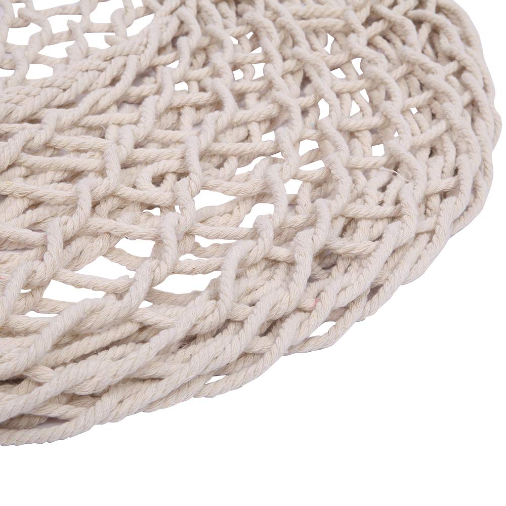 Mytunes Cotton Hanging Rope Swing Chair - Beige Color Outdoor Hammock for Garden, Patio, Backyard Relaxation & Meditation