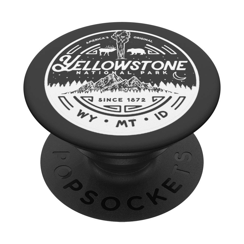 Yellowstone National Park Minimalist Design Seal Graphic PopSockets Swappable Phone Grip - Perfect for Travel, Hiking & Outdoor Adventures with Your Smartphone or Tablet
