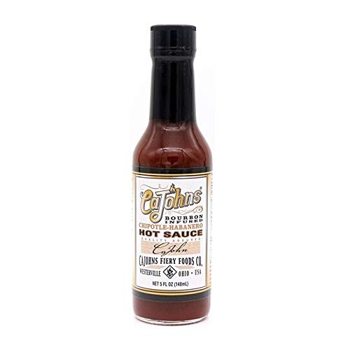 CAJOHNS Hot Sauce Bourbon Infused Chipotle-Habanero - 5oz Spicy BBQ Glaze for Wings, Burgers & Tacos - Premium Small Batch Craft Hot Sauce for Cooking & Grilling
