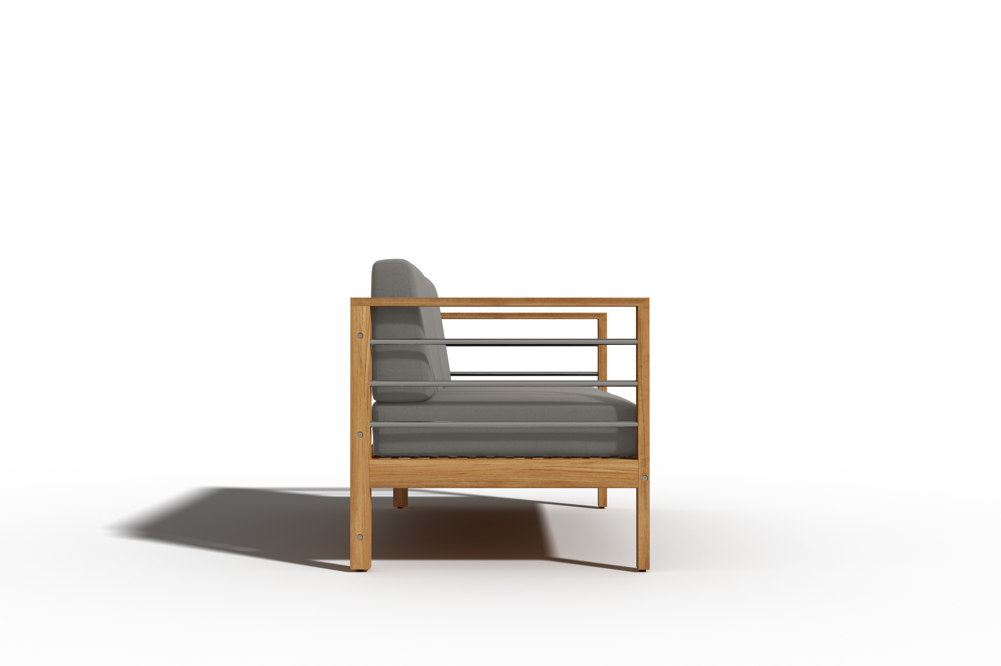 Leon 3-Person Teak Outdoor Sofa Set with Weather-Resistant Sunbrella Charcoal Cushions - Perfect for Patio, Garden, Poolside & Backyard Relaxation