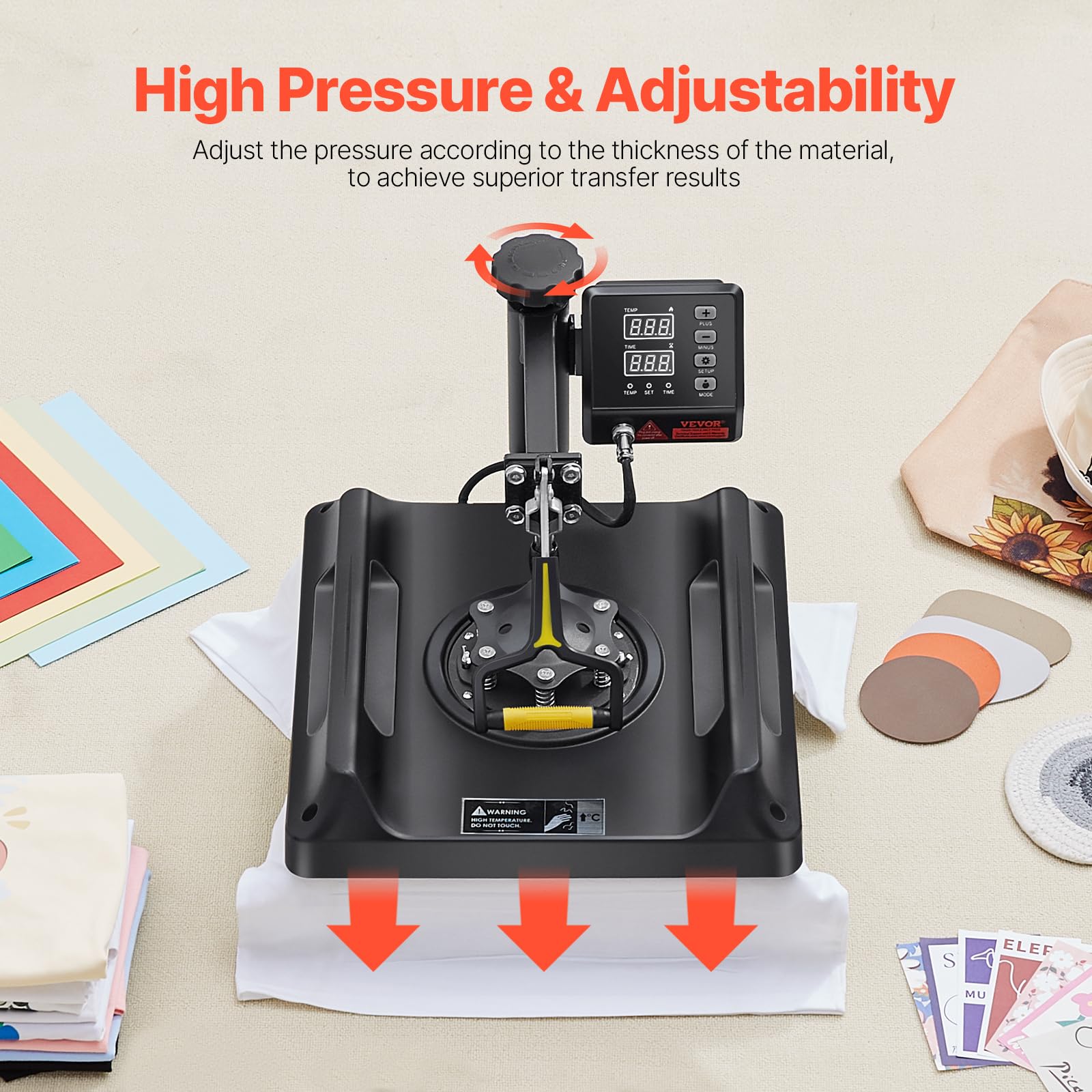 VEVOR 15x15 Inch 8-in-1 Digital Heat Press Machine with 360° Swing Away Design - Professional T-Shirt, Hat, Mug & Plate Sublimation Press for DIY Heat Transfer Projects | Perfect for Custom Apparel, Promotional Items & Small Business Printing