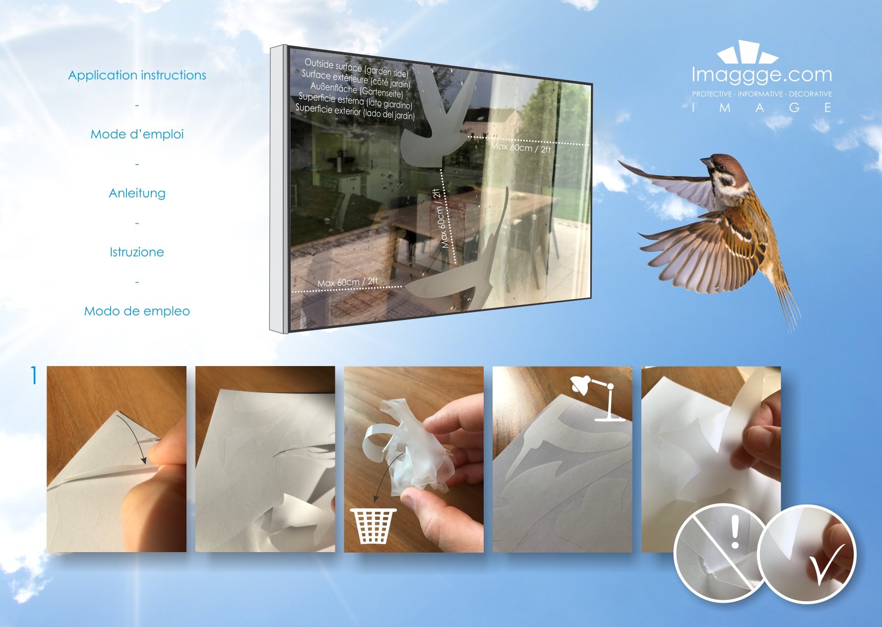 Anti-Collision Window Decals - 17 Bird Strike Prevention Stickers for Glass Windows (Light Grey) - Protect Birds from Window Collisions at Home, Office & Schools
