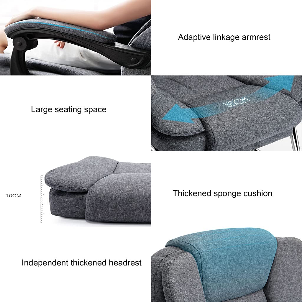 Piaoling Ergonomic Office Chair - Adjustable Reclining Computer Desk Chair with Lumbar Support for Home & Office Use, Comfortable Mesh Back Task Chair for Long Sitting (Gray) - Perfect for Workstations, Gaming Setups & Home Offices