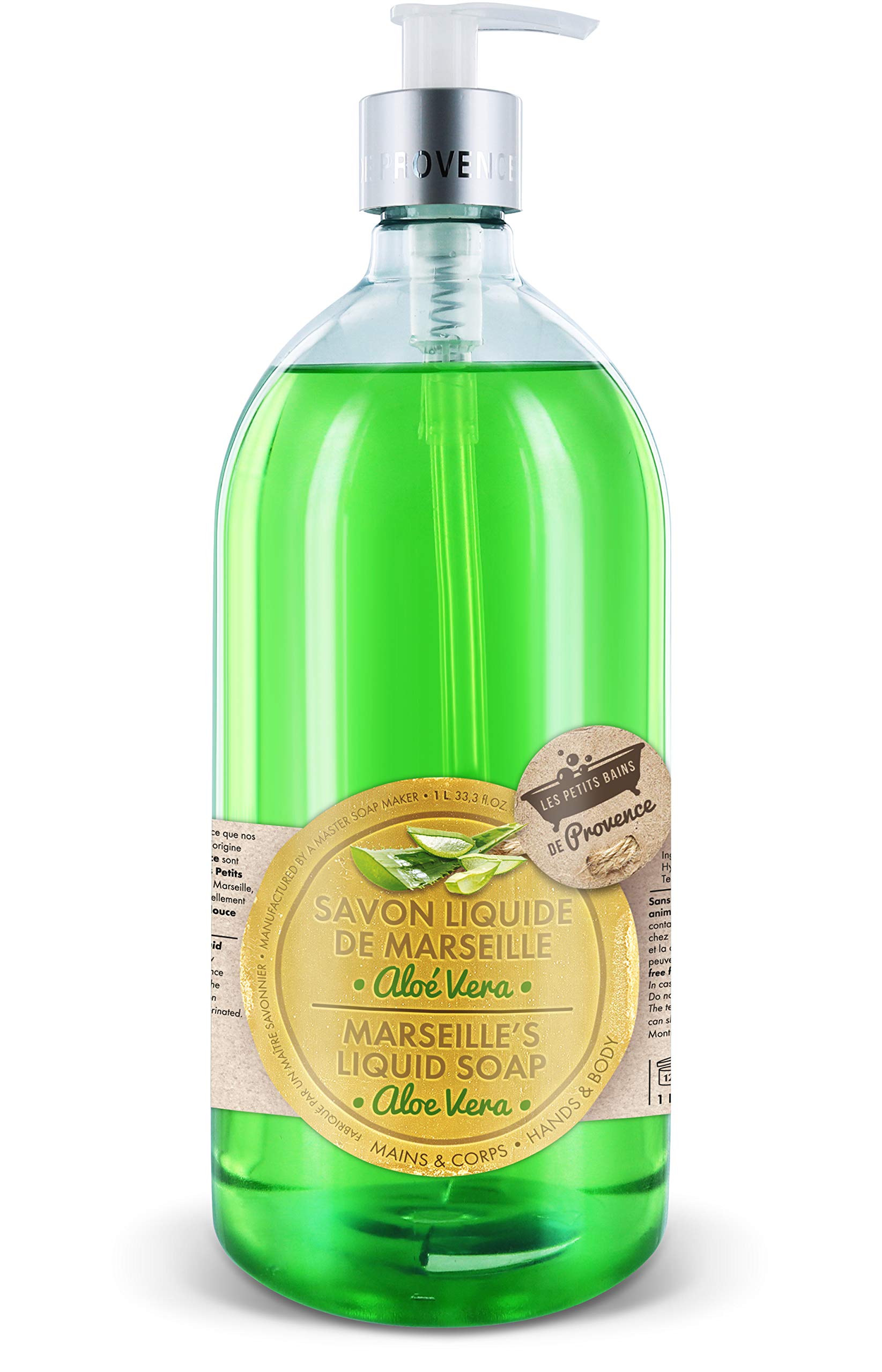 Les Petits Bains de Provence Aloe Vera Liquid Soap - Gentle Moisturizing Hand & Body Wash for Sensitive Skin | Perfect for Daily Use, Spa Days & Luxury Bathroom Essentials
