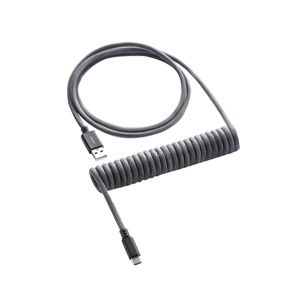 Premium CableMod Classic Coiled Keyboard Cable - Carbon Grey | USB-C/USB-A Detachable | Mechanical Keyboard Accessory for Gaming & Office Setup