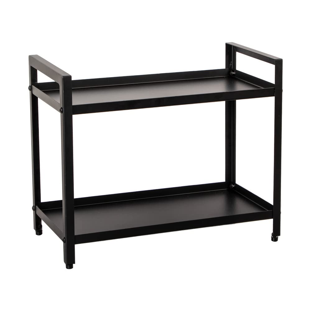 2-Tier Multipurpose Countertop Organizer Stand - Kitchen Spice Rack, Bathroom Storage & Vanity Organizer | Space-Saving Shelf for Cosmetics, Toiletries & Small Items | Perfect for Home, Office & Dorm Organization (Black)