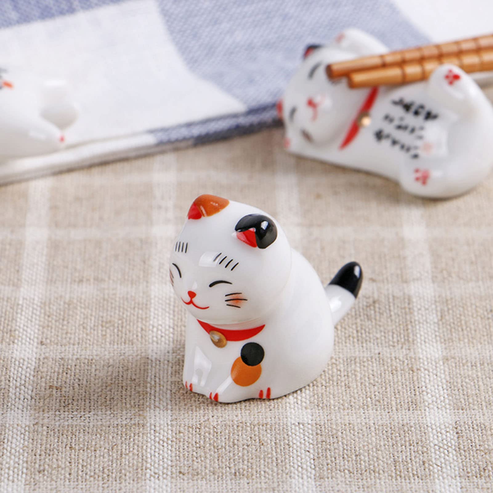 5Pcs Ceramic Cat Chopstick Racks - Japanese Style Cute Tableware Holder for Chopsticks, Forks & Spoons - Perfect for Asian Dining, Sushi Nights & Kitchen Decor