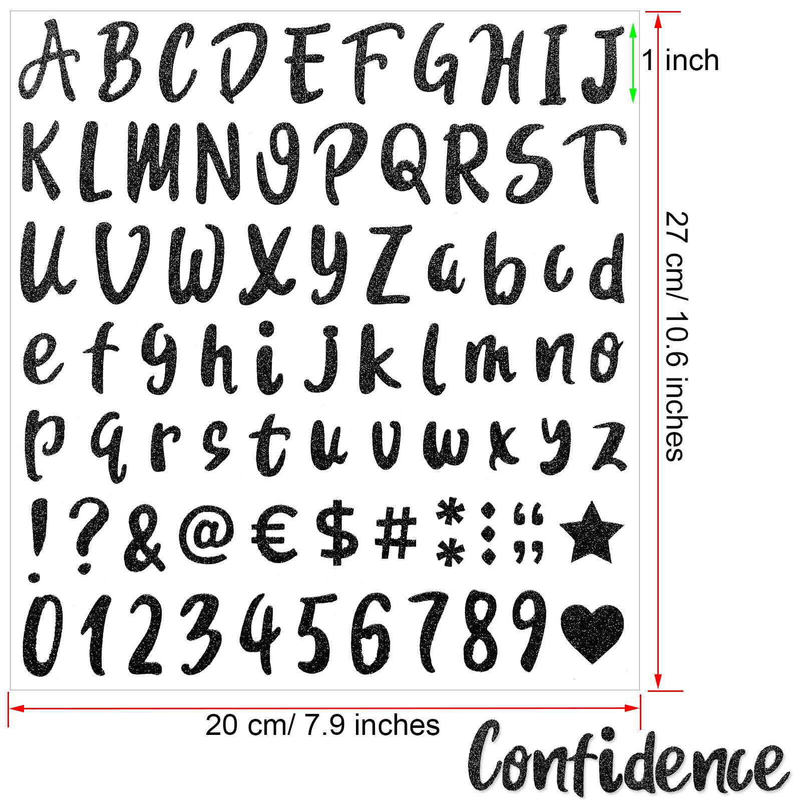960-Piece Self-Adhesive Glitter Alphabet & Number Stickers (1 Inch, Black) - 12 Sheets for Graduation Caps, Mailboxes, Signs, Windows, Cars, Doors & Office Decor - Perfect for DIY Crafts, Address Marking & Home Decoration