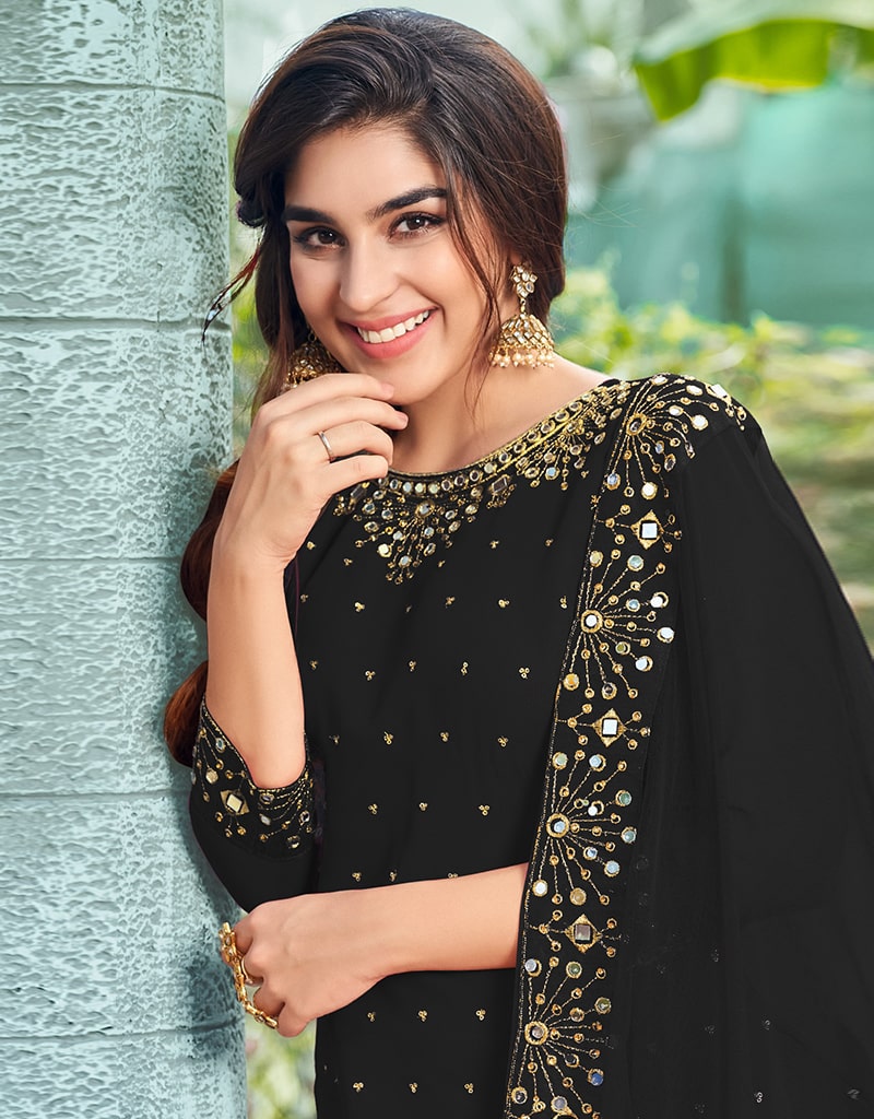 Elegant Black Patiyala Style Salwar Suit - Faux Georgette Fabric for Women | Perfect for Weddings, Parties & Festive Occasions