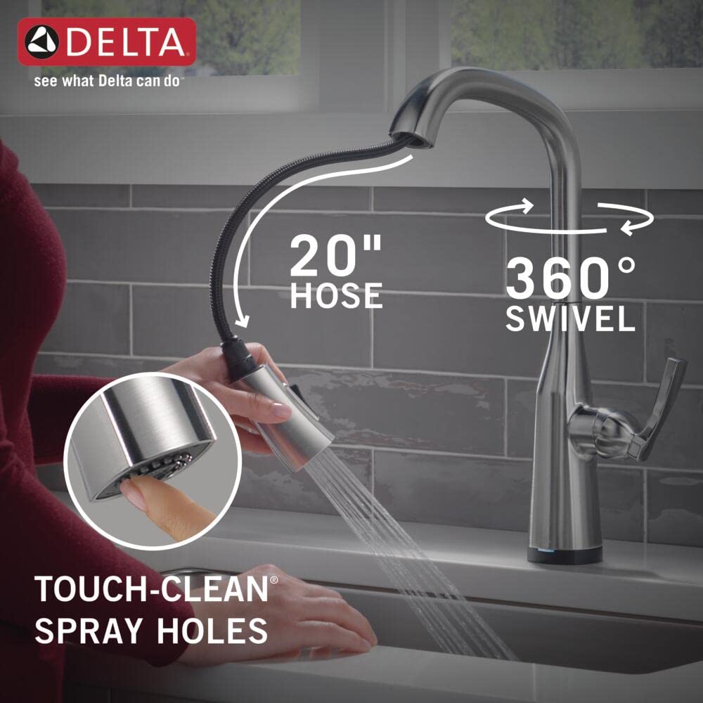Delta Stryke Touch Kitchen Faucet - Brushed Nickel with Pull Down Sprayer for Modern Kitchens