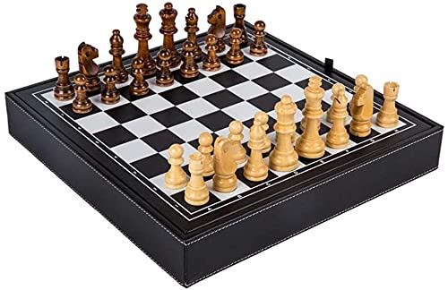 Premium Portable Wooden Chess Set for Adults & Kids - Tournament Size with Leather Board - Perfect for Travel, Home, Office & Beginner Players