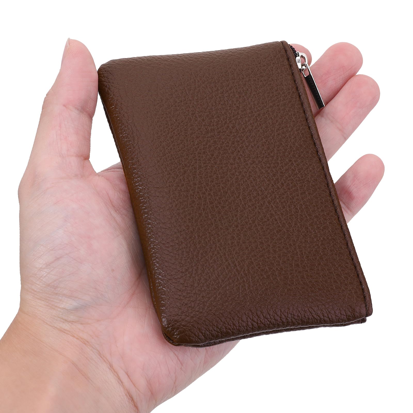 Mini Coin Purse for Women - PU Leather Zipper Wallet with Keychain, Holds Credit Cards, Cash, ID, Keys & Lipstick (Coffee) - Perfect for Travel, Shopping & Everyday Use