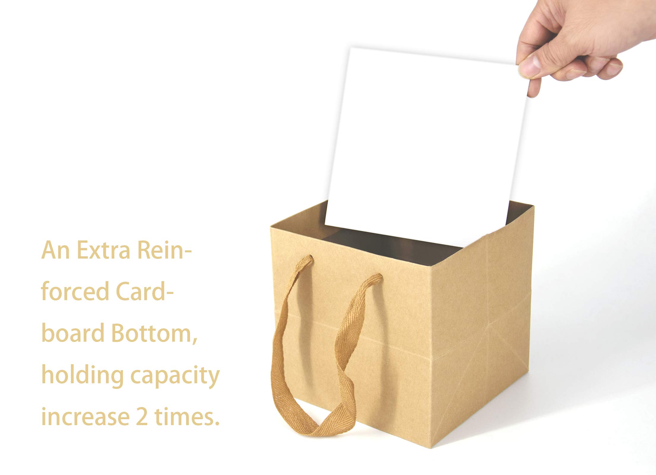 HUAPRINT 24 Pack Brown Kraft Paper Gift Bags with Handles - 8x8x8 Inch Square Heavy Duty Reusable Shopping Bags for Grocery, Retail, Wedding Favors & Party Packaging | Eco-Friendly Business Packaging Solution