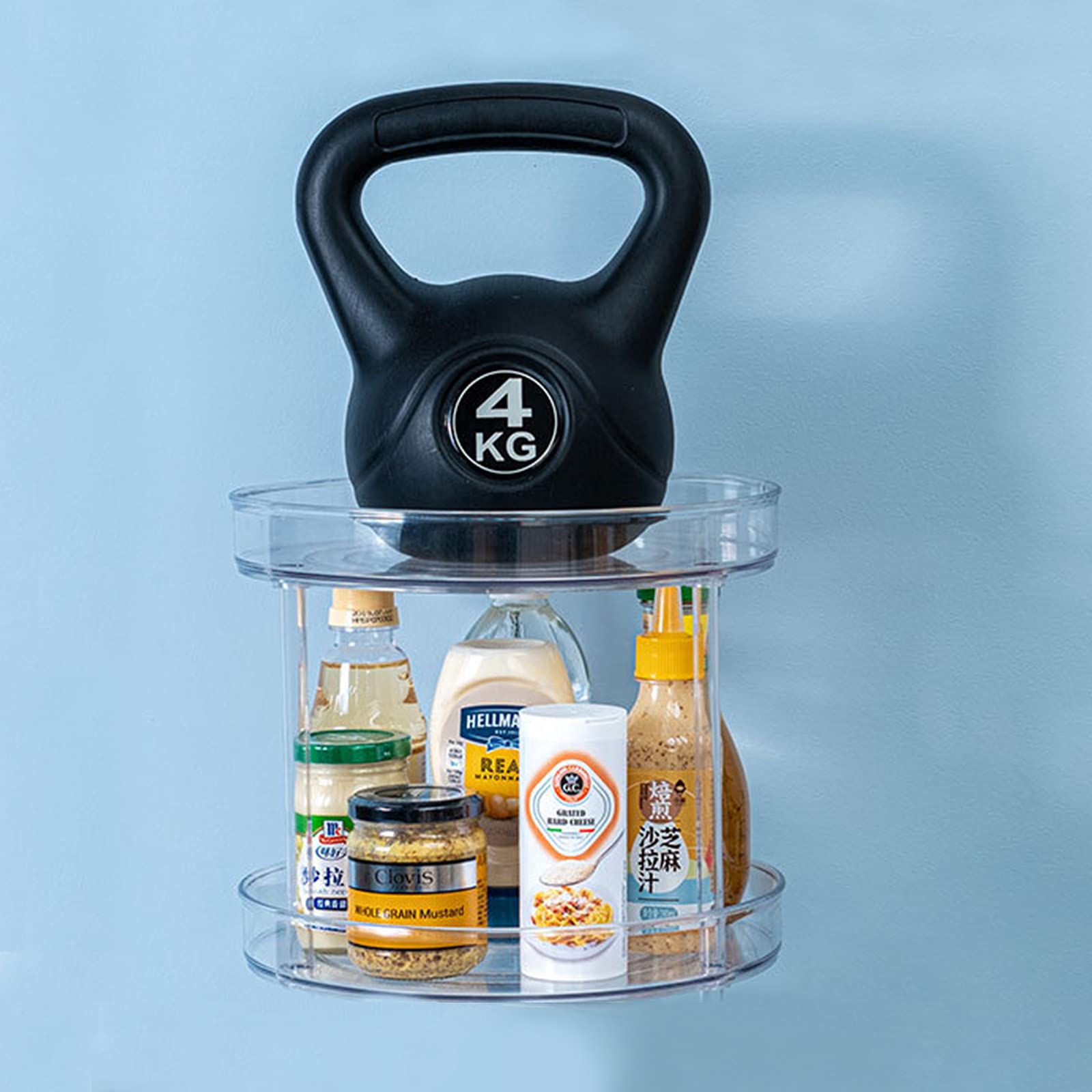 2-Tier Lazy Susan Turntable Organizer - Clear Plastic Rotating Storage Bin for Kitchen, Pantry & Bathroom | Spice Rack, Makeup Organizer & Cabinet Storage Solution | Perfect for Countertops, Dressers & Living Rooms