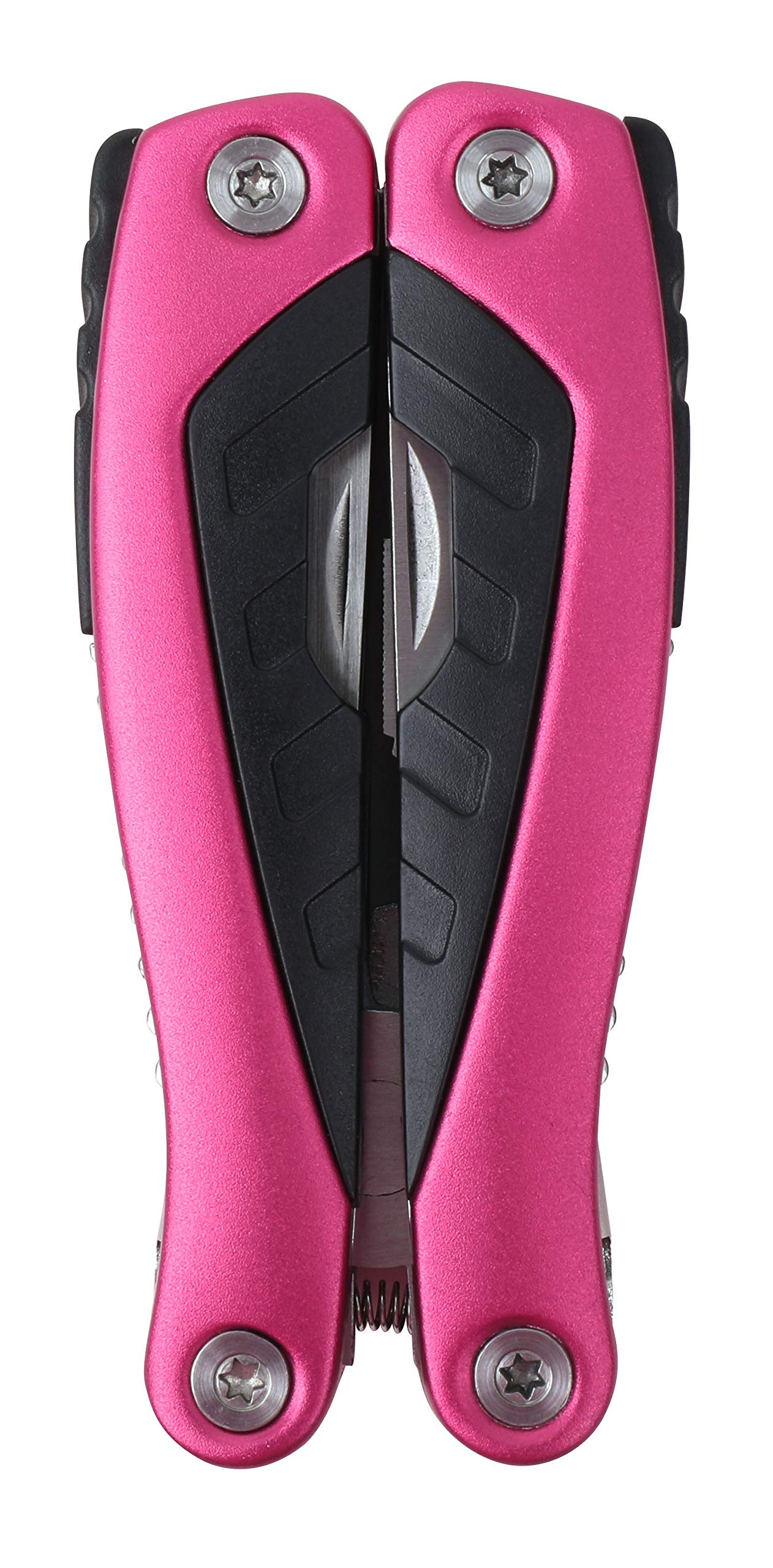 Apollo Tools 14-in-1 Steel Pocket Multitool Pliers with Pink Ribbon - Compact Multi-Function Tool for Everyday Repairs, Survival, Camping, Fishing & Outdoor Activities - Perfect Gift for DIY Enthusiasts (Model DT5015P)