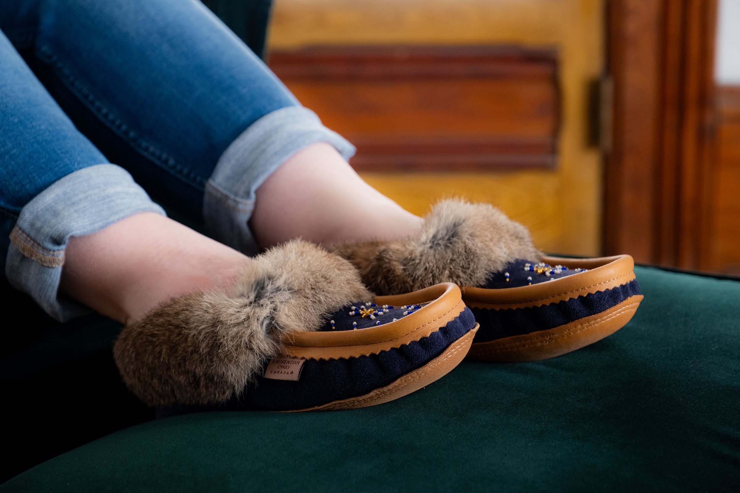 Women's Cozy Fleece Lined Rabbit Fur Suede Moccasin Slippers - Warm Winter House Shoes for Indoor Comfort & Casual Outdoor Wear