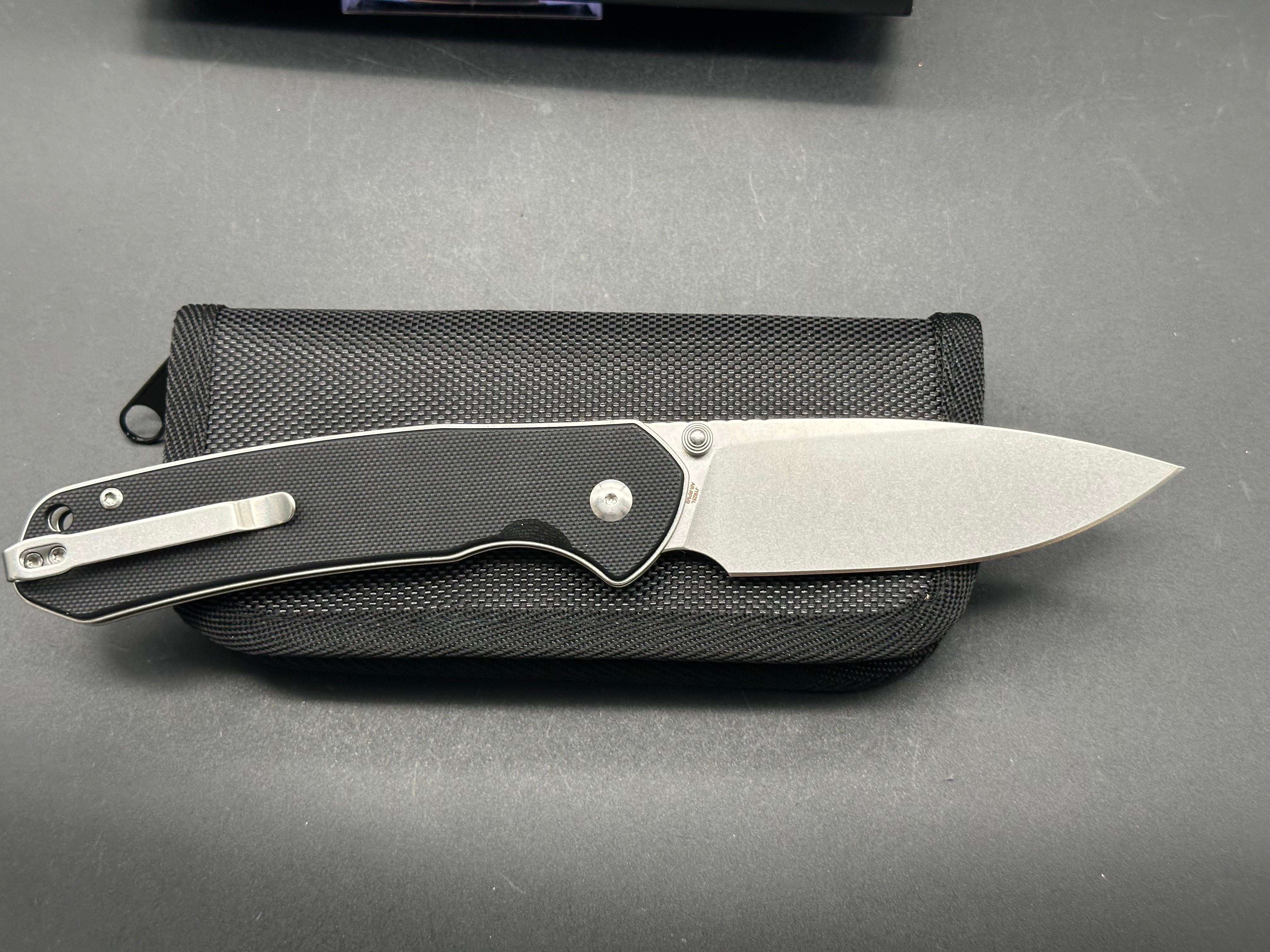 CJRB Pyrite Large Button Lock Folding Knife - Black G10 Handle - EDC Pocket Knife for Camping, Hiking & Everyday Carry