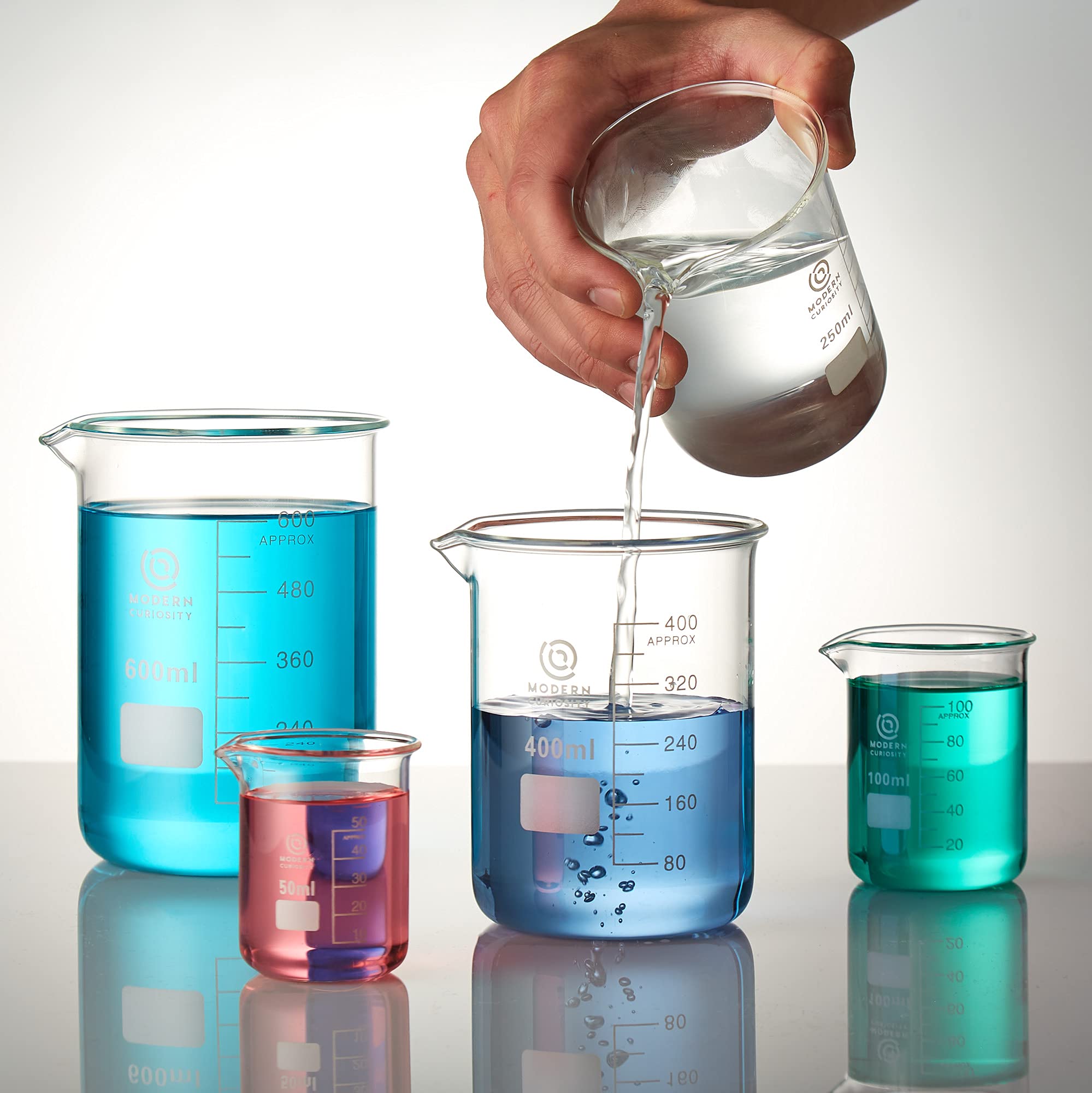 Borosilicate Glass Beakers Set - 250mL, 4-Pack - Durable Chemistry Lab Equipment for Science Education, Research, and Industrial Labs - Ideal for Classroom Experiments and Academic Studies