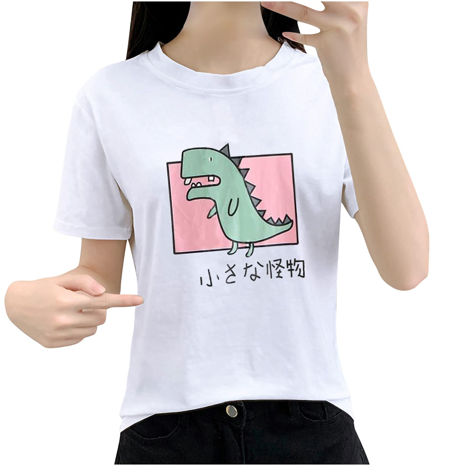 Korean Harajuku Style Women's T-Shirt - Summer Casual Cute Pattern Print Sweatshirt | Comfy Outgoing Top for Streetwear, K-Pop Fashion & Daily Wear