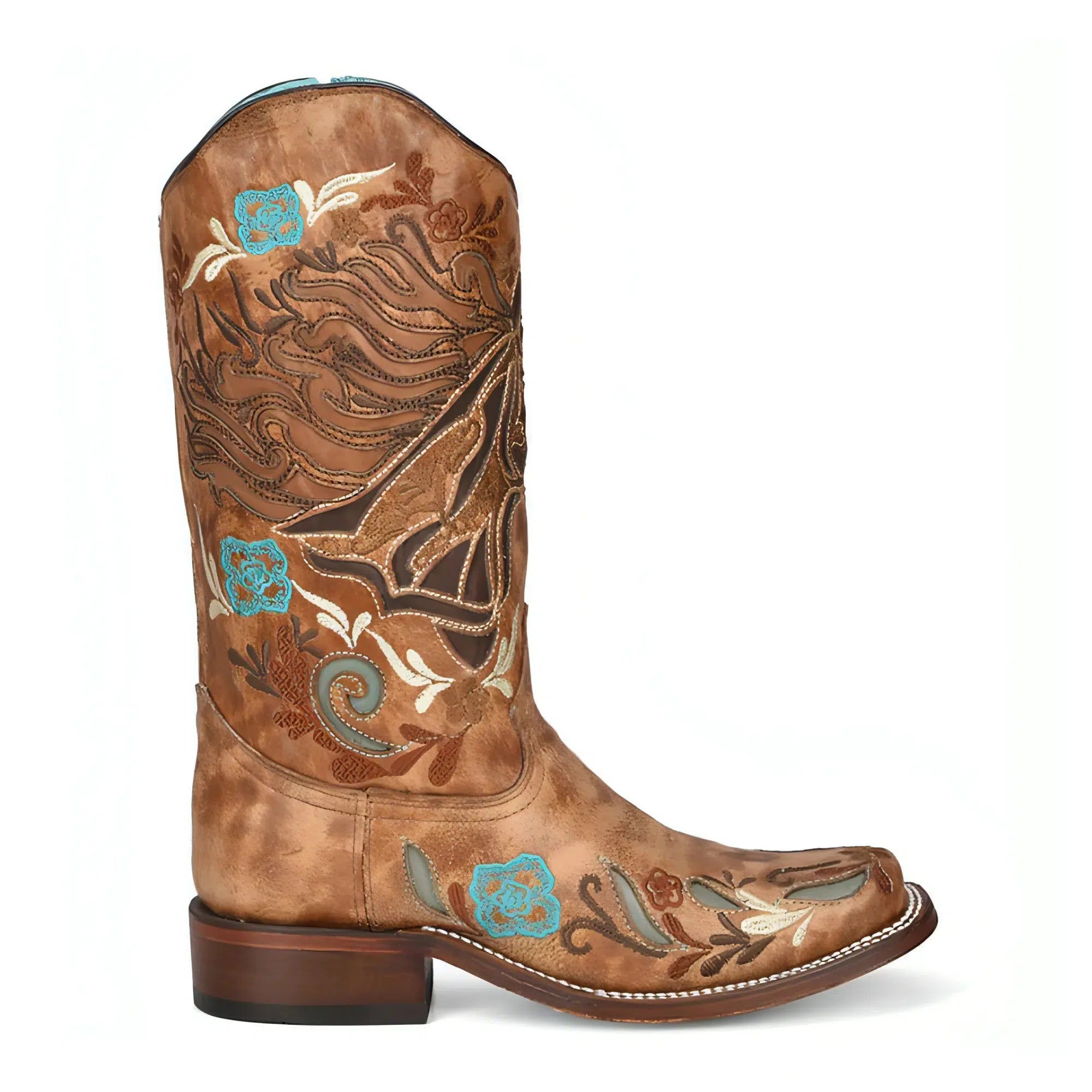 A4266 Women's Brown Western Cowgirl Leather Boots - Stylish & Comfortable for Riding, Country Dancing & Everyday Wear