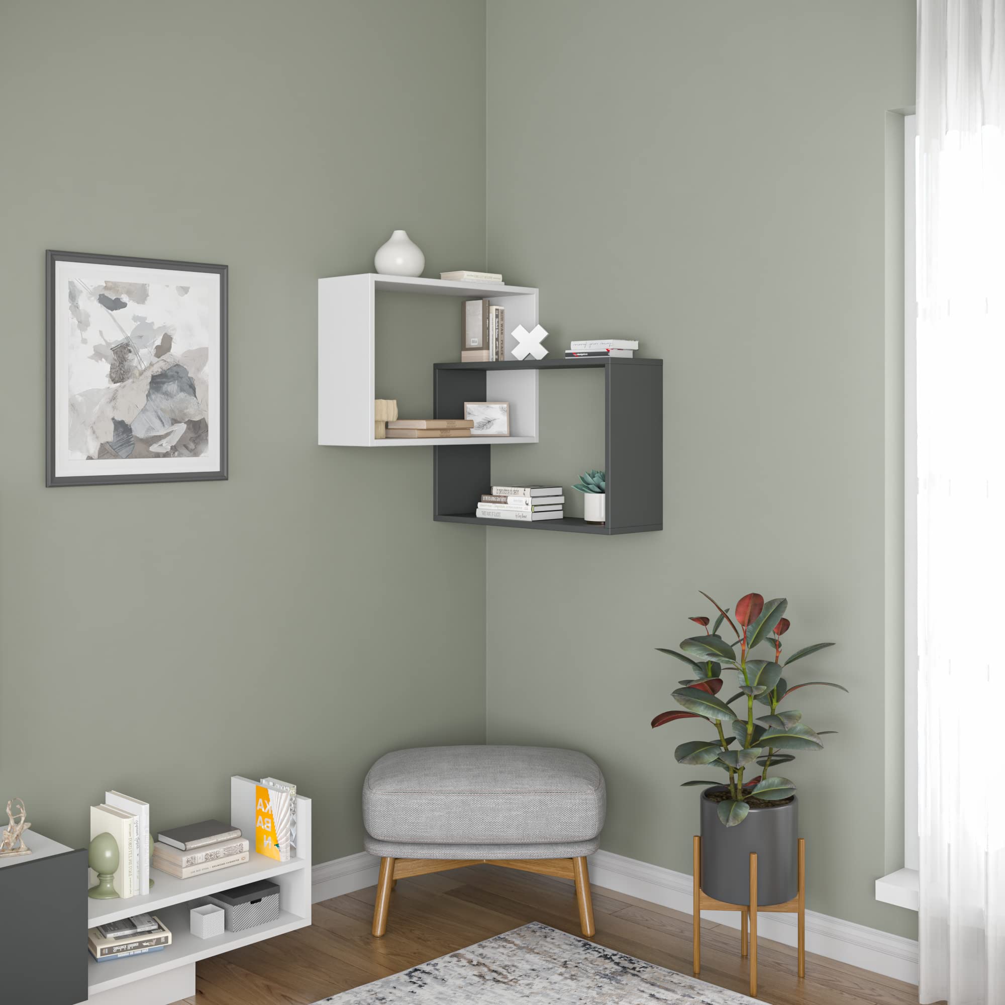 Modern White & Anthracite Wall Shelf 26.7