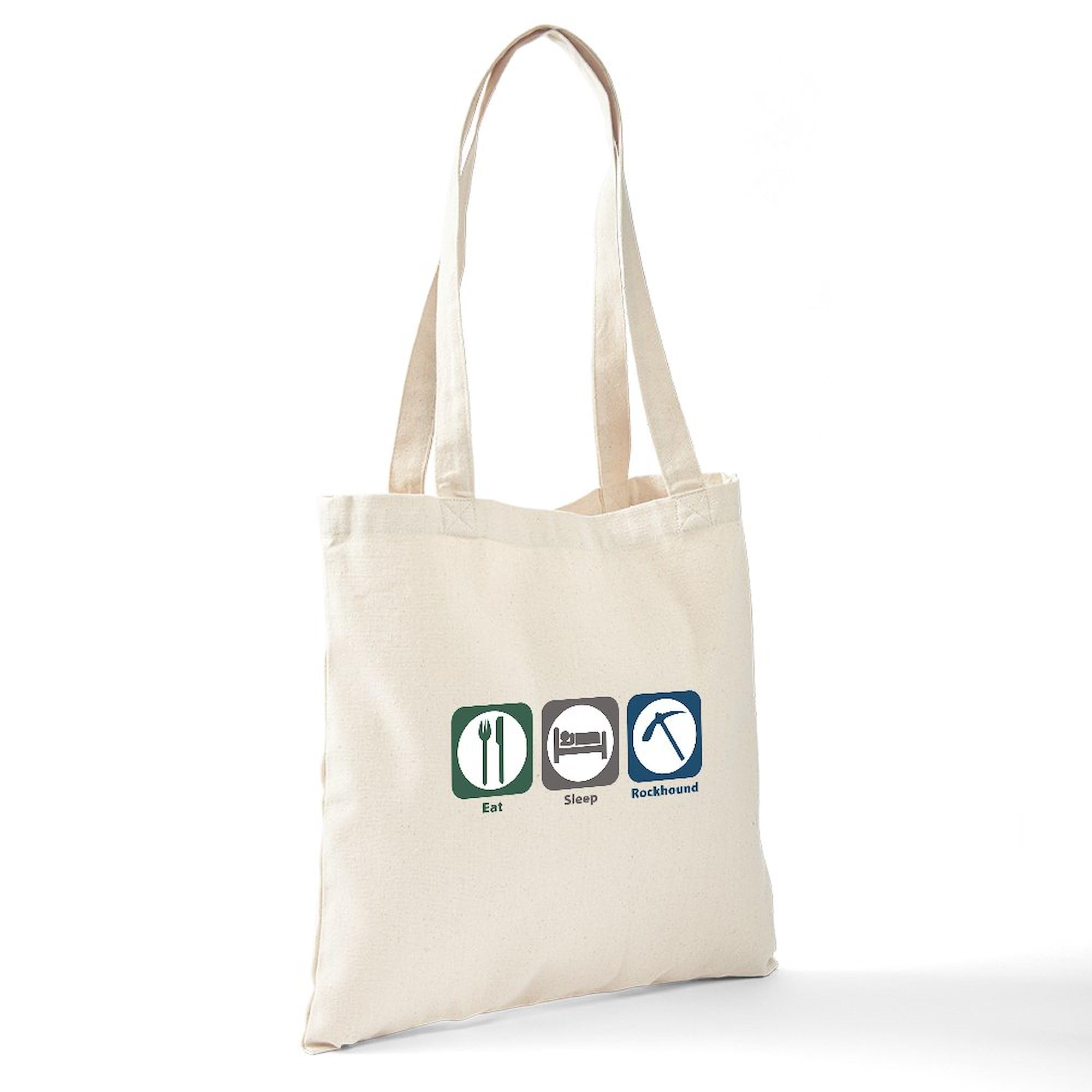 Eat Sleep Rockhound Tote Bag - Natural Canvas Reusable Shopping Bag for Rock Collectors, Geology Enthusiasts & Outdoor Adventures