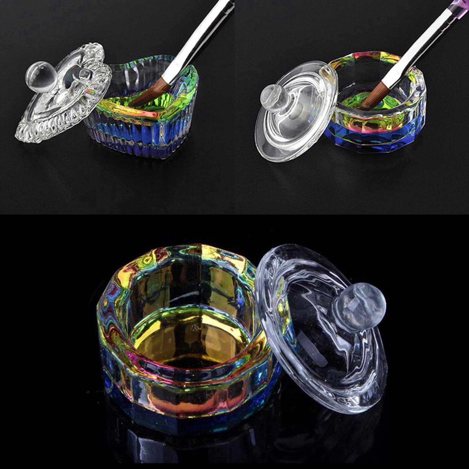 LOSA 12-Sided Dappen Dish Glass Bowl with Lid for Nail Art - Perfect for Acrylic, Gel, and Dip Powder Nail Designs