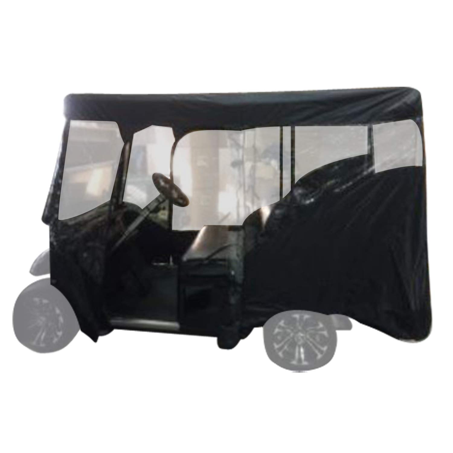 TOILES VR Clear Vision Golf Cart Rain Cover - 210D Polyester Weatherproof Enclosure with Straps & Hooks for 2-Seater/4-Seater Carts | All-Season Protection for Golf, Camping & Outdoor Events