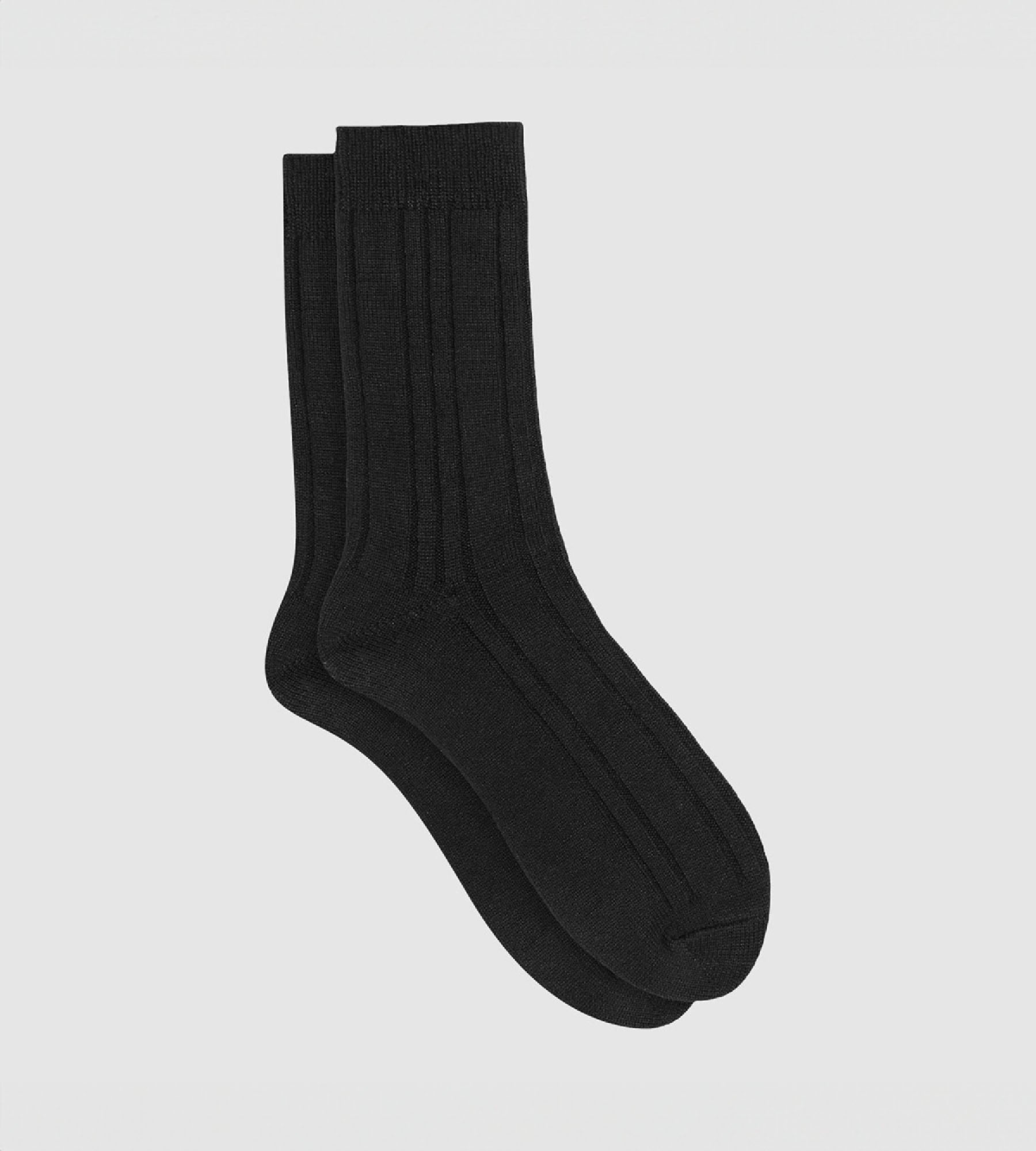 2 Pairs Men's High Bamboo Viscose Socks - Soft Breathable Black Crew Socks for Hiking, Running & Everyday Comfort