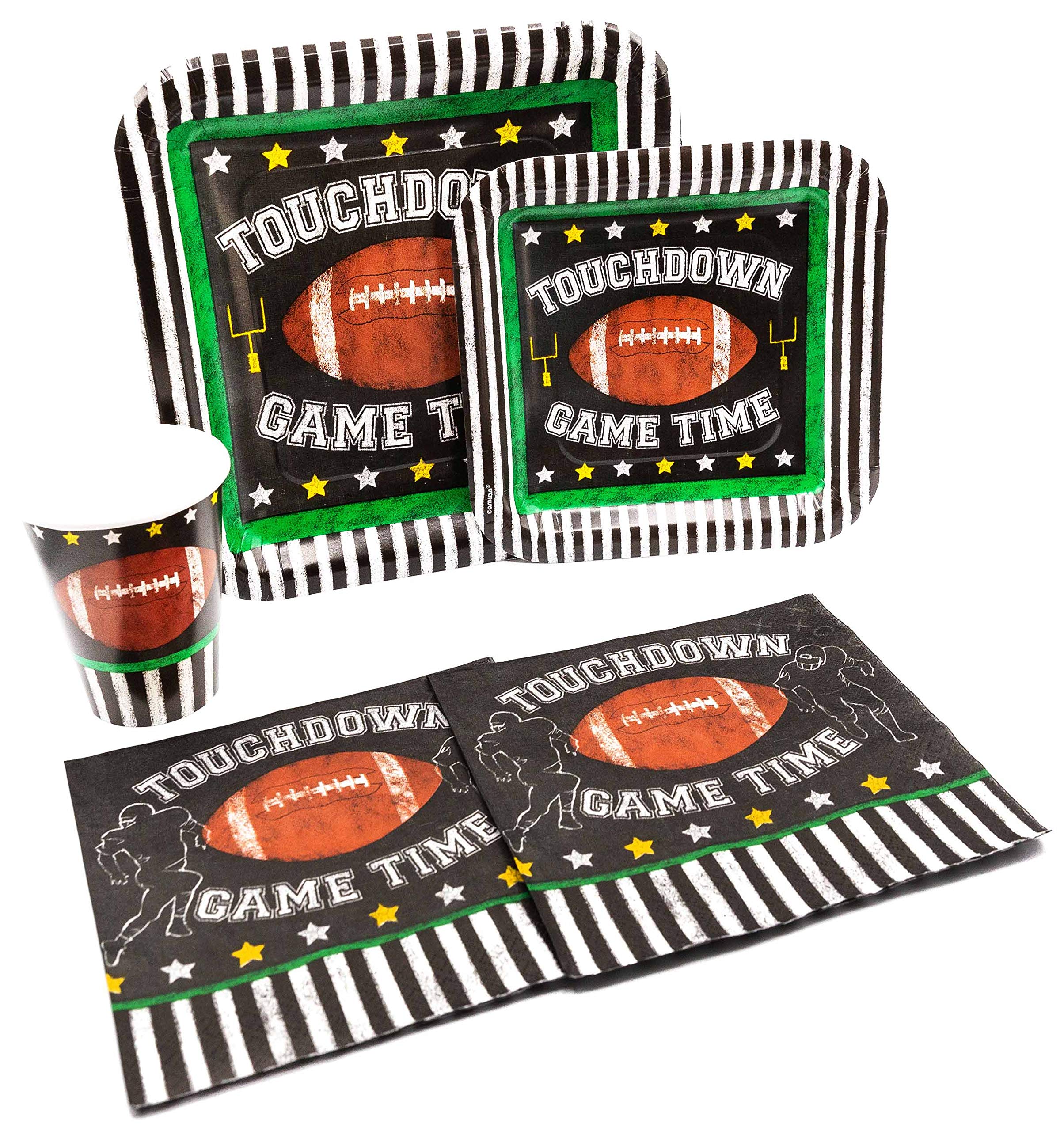 Stephanie Imports Touchdown Game Time Pack - 15-Piece Disposable Paper Plates, Napkins & Cups Set with Free Extras | Perfect for Football Parties, Tailgating & Sports Events