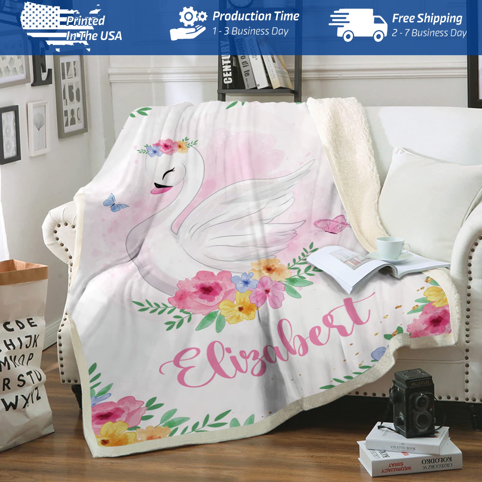 Personalized Baby Blankets with Name - Custom Embroidered Baby Blankets for Girls & Boys, Super Soft Plush Fleece Blanket 30