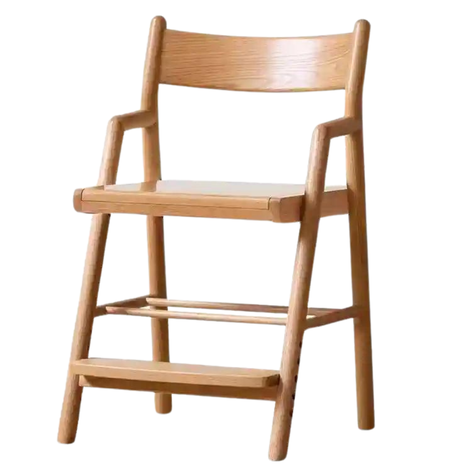 18.5x16.9x30.7 inch / 47x43x78.3сm / Natural wood color / Adjustable chair