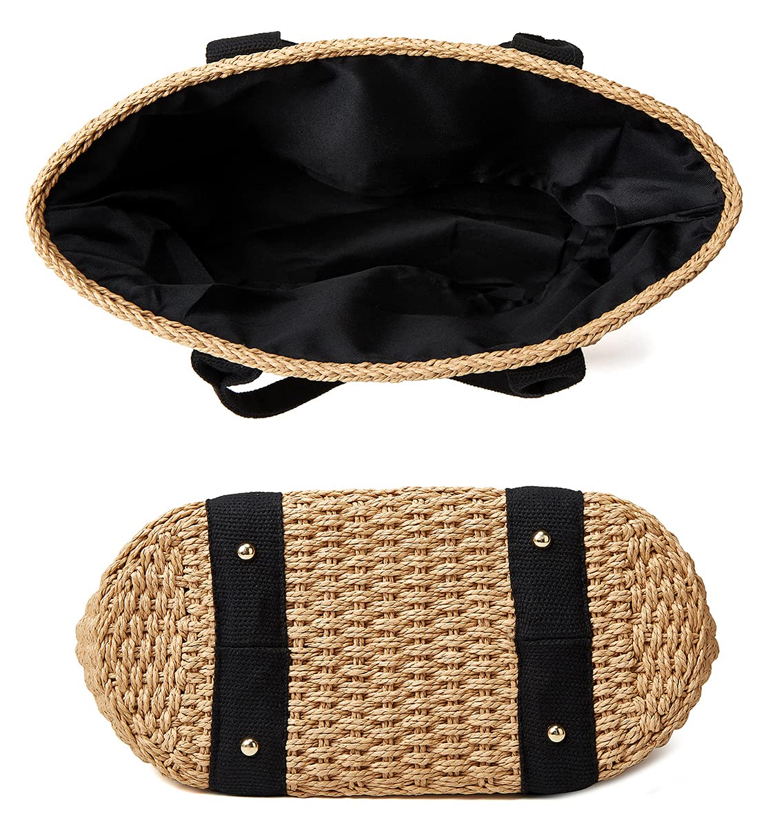 Stylish Women's Straw Beach Tote Bag - Large Handmade Woven Shoulder Bag & Crossbody Purse for Summer Vacation, Pool Party, and Outdoor Picnics