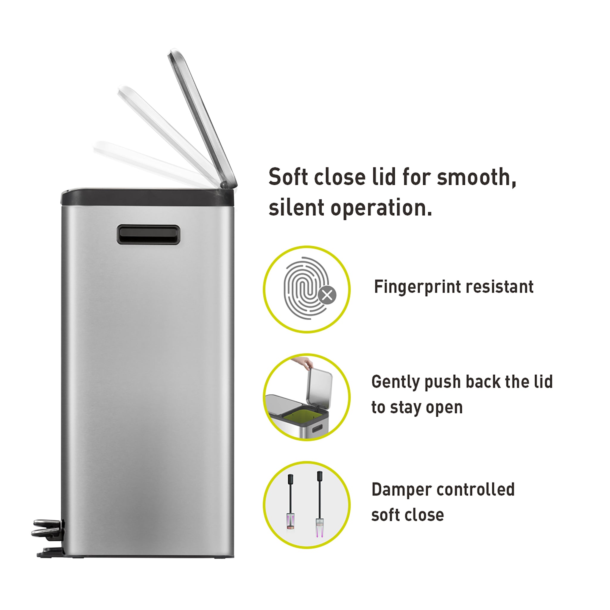 EcoCasa Dual Compartment Step Recycling Bin - 30L + 20L Eco-Friendly Trash Can for Kitchen, Office & Outdoor Waste Sorting