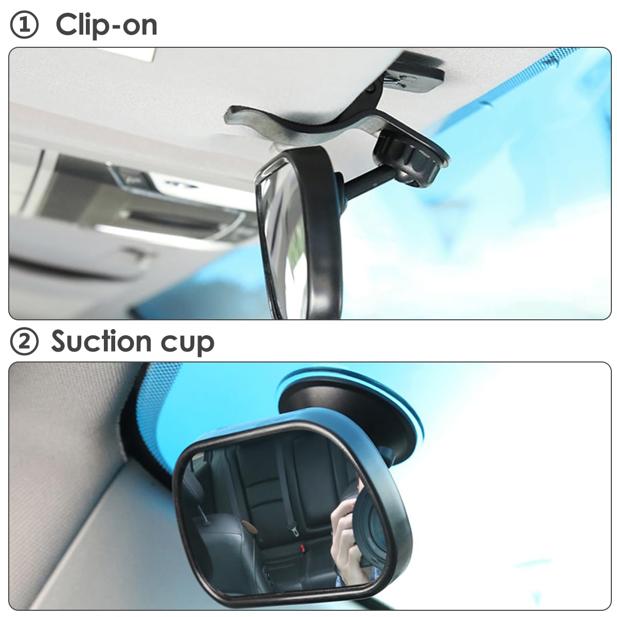 2Pcs Rear Facing Car Seat Mirrors - Universal Adjustable Baby Rear View Mirror with Wide Angle & Suction Cup for Car SUV - Perfect for Safe Baby Monitoring While Driving